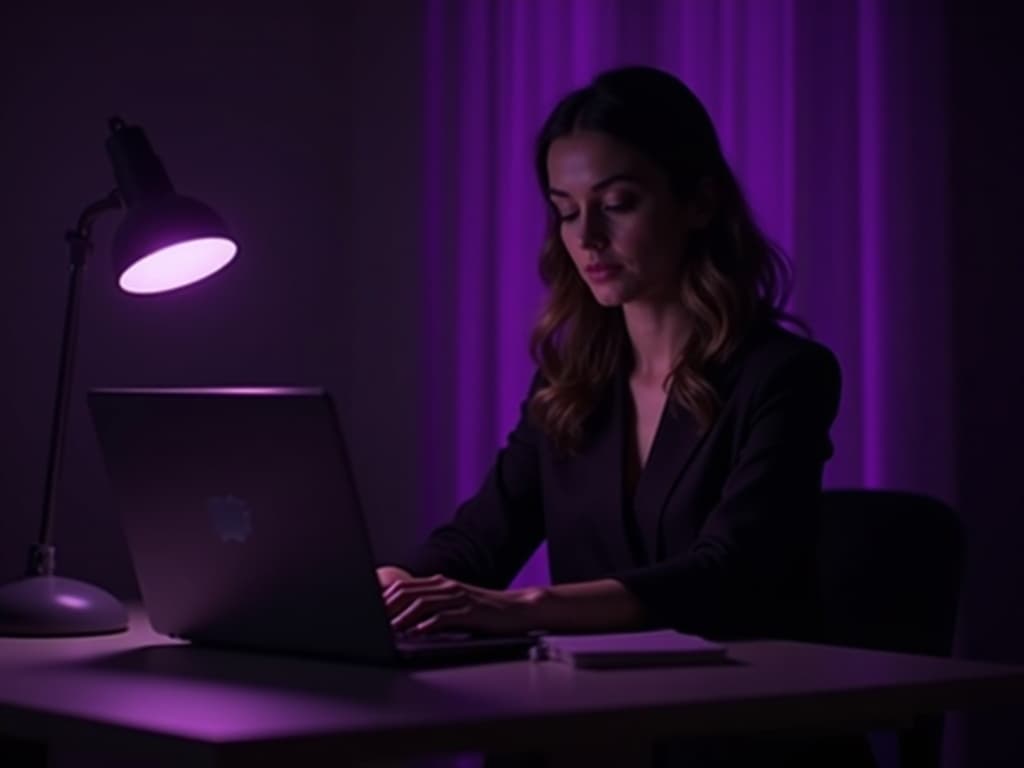 A certified consultant in a moody home office